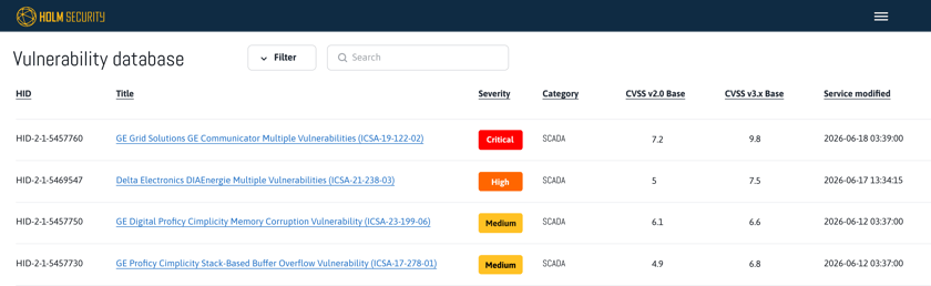 OT Vulnerability Database