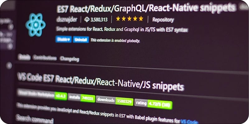 studio code extension snippets React GraphQL