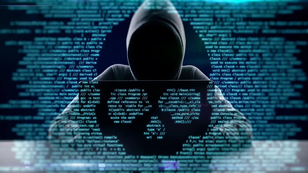 ransomware hacker with skull