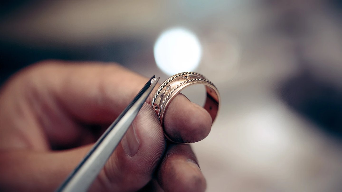 jeweller working on a ring